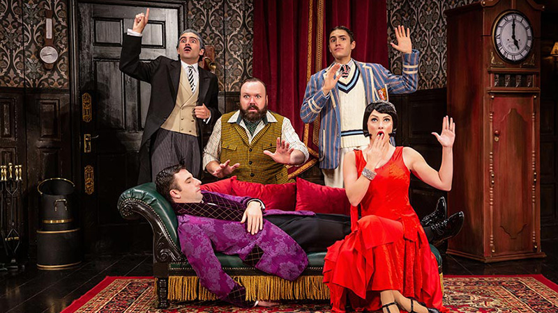 The Cast of The Play That Goes Wrong. Photo by Jeremy Daniel.