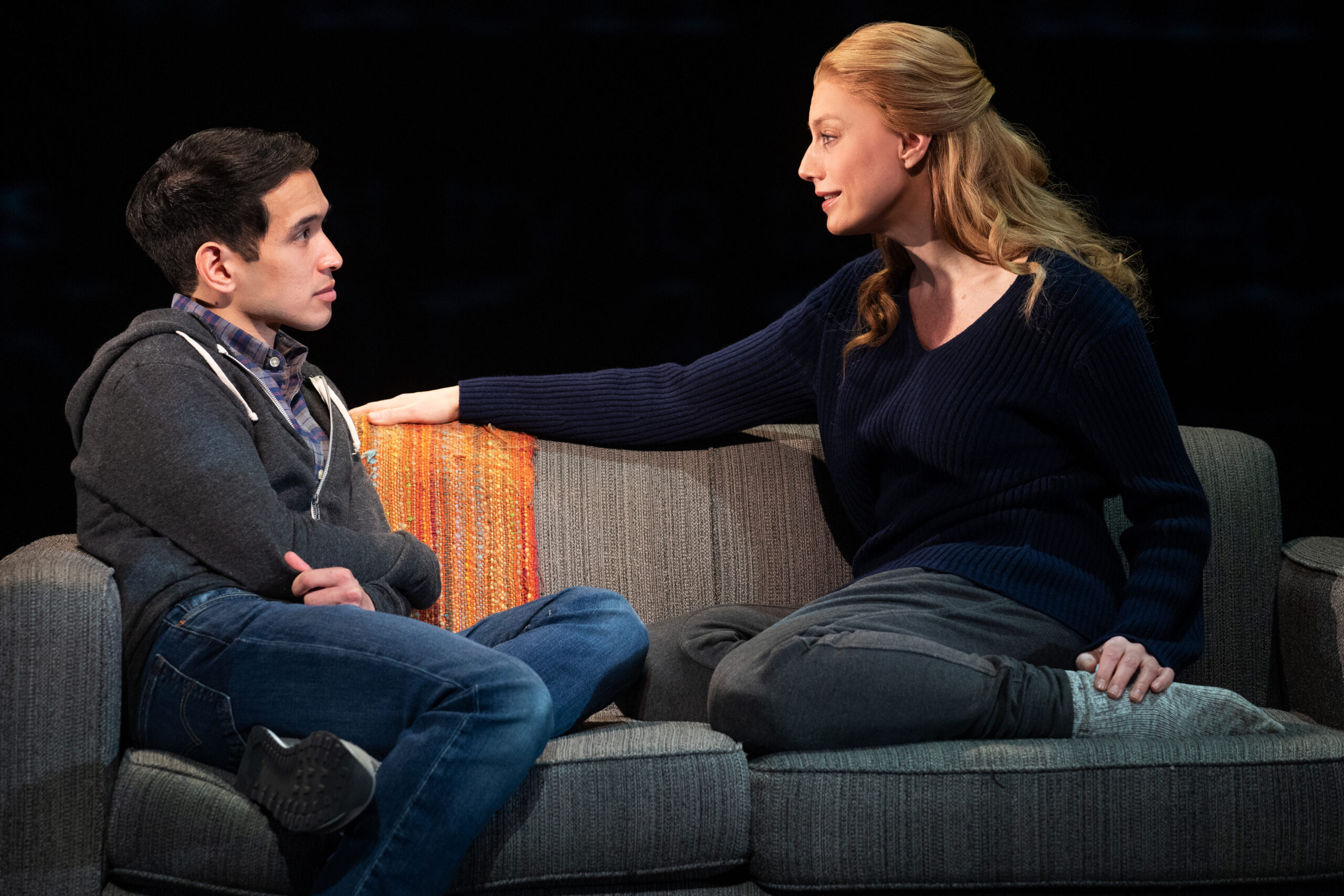 Zachary Noah Piser and Jessica Phillips in Dear Evan Hansen. Photo by Matthew Murphy.