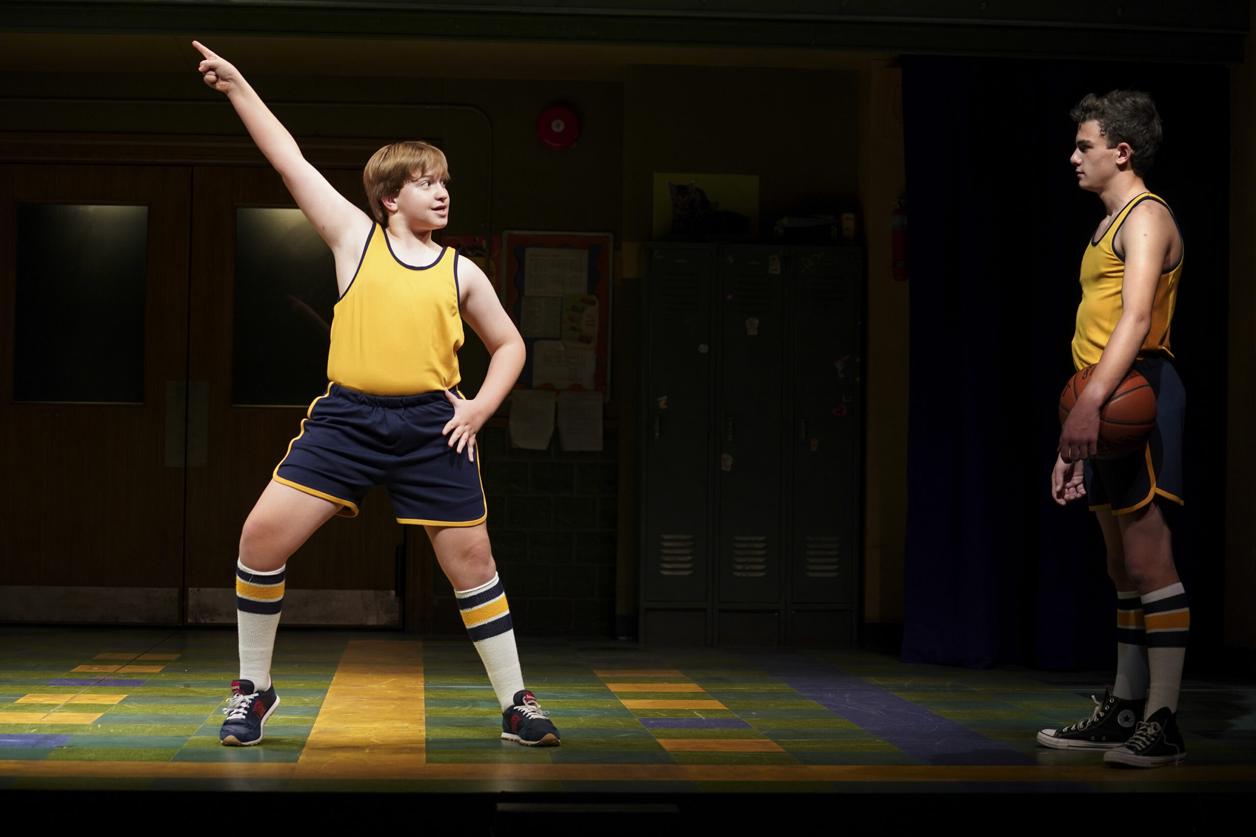 Holden Hagelberger and Sammy Dell in <i>Trevor: The Musical</i>. Photo by Joan Marcus for Disney.