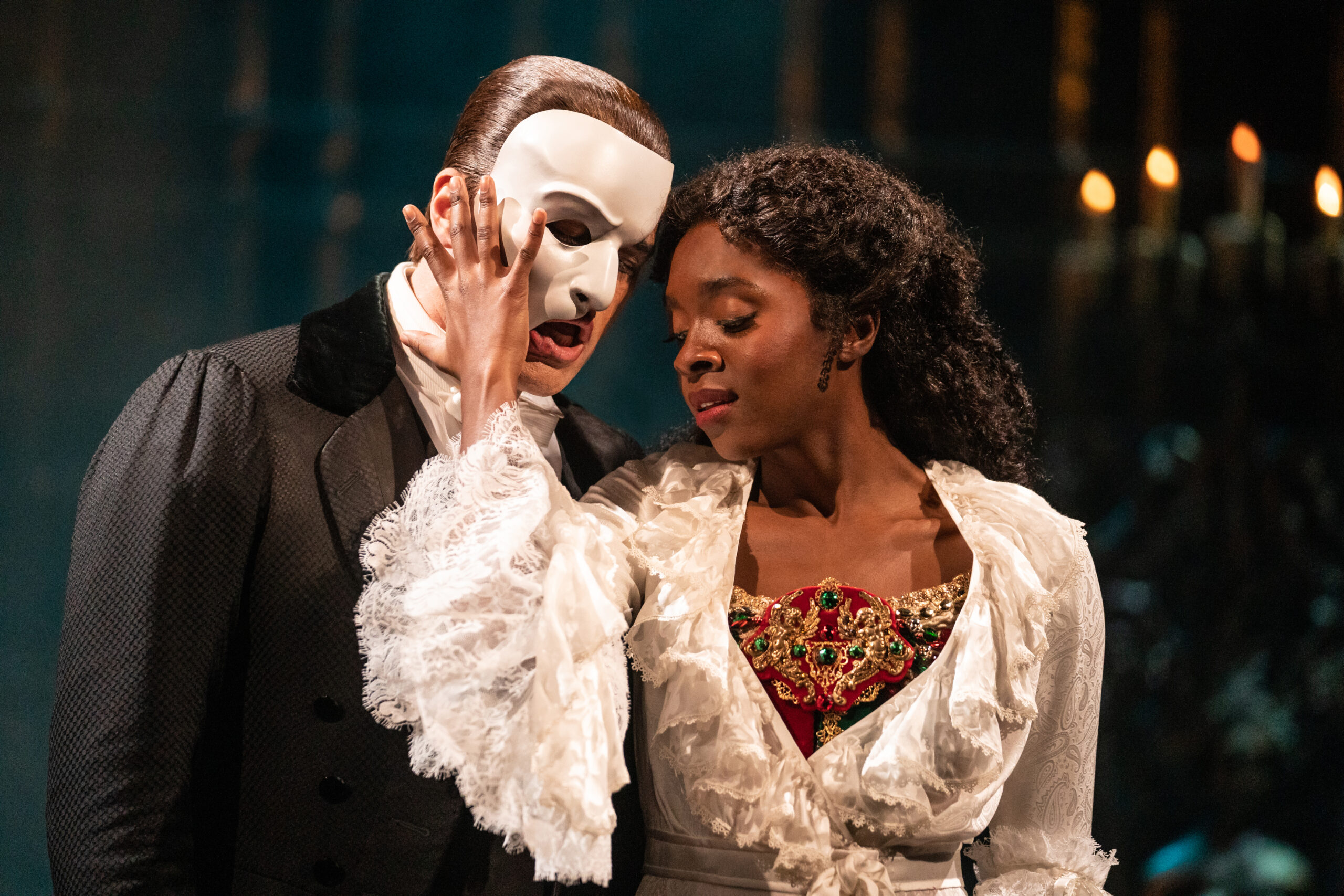 Ben Crawford and Emilie Kouatchou in The Phantom of the Opera. Photo by Matthew Murphy.