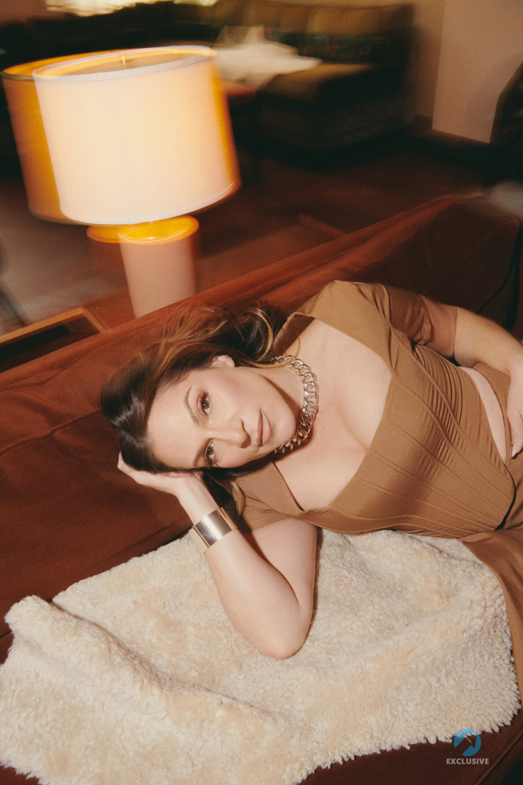 Shoshana Bean, photographed by Jenny Anderson. Dress from Staud. Shot in Pebble Bar.