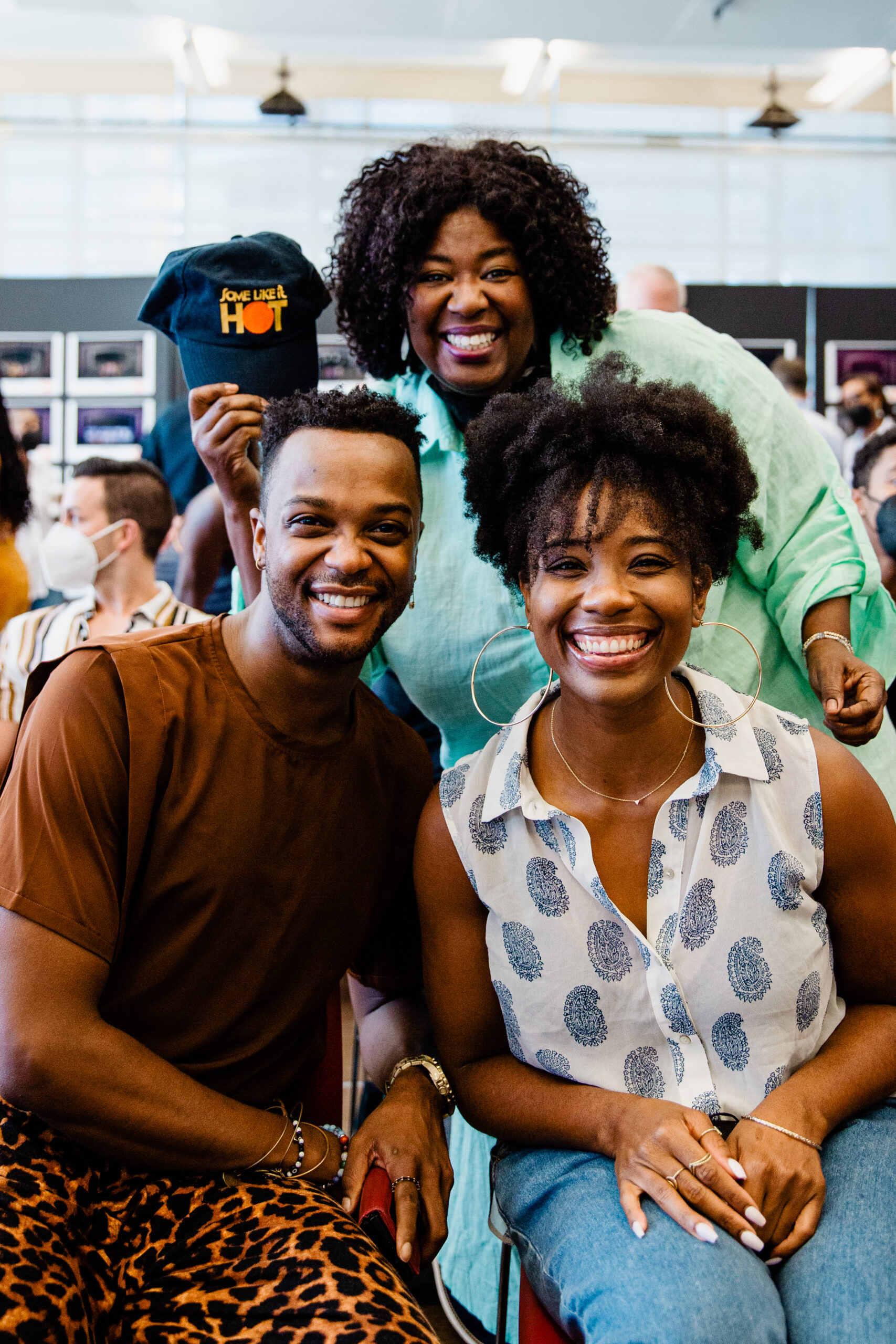 J. Harrison Ghee, NaTasha Yvette Williams and Adrianna Hicks at the first day of rehearsals for Some Like It Hot. Photo by Marc J. Franklin.