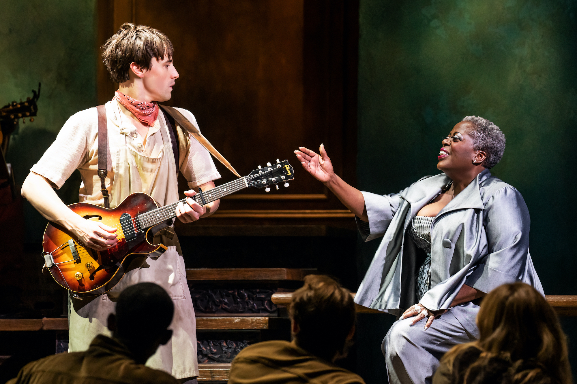 Reeve Carney and Lillias White in Hadestown. Photo by Matthew Murphy.