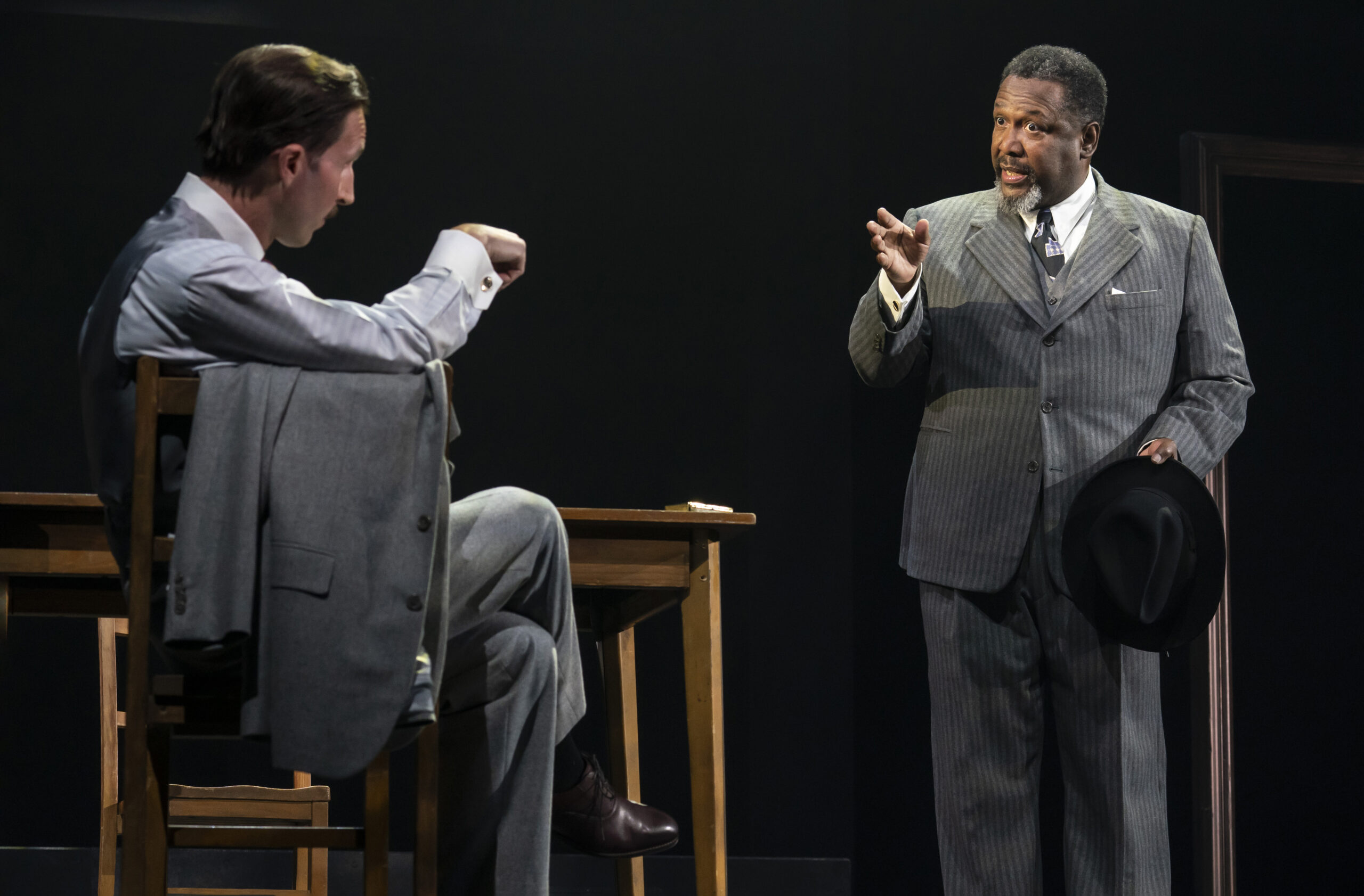 Blake DeLong and Wendell Pierce in Death of a Salesman. Photo by Joan Marcus