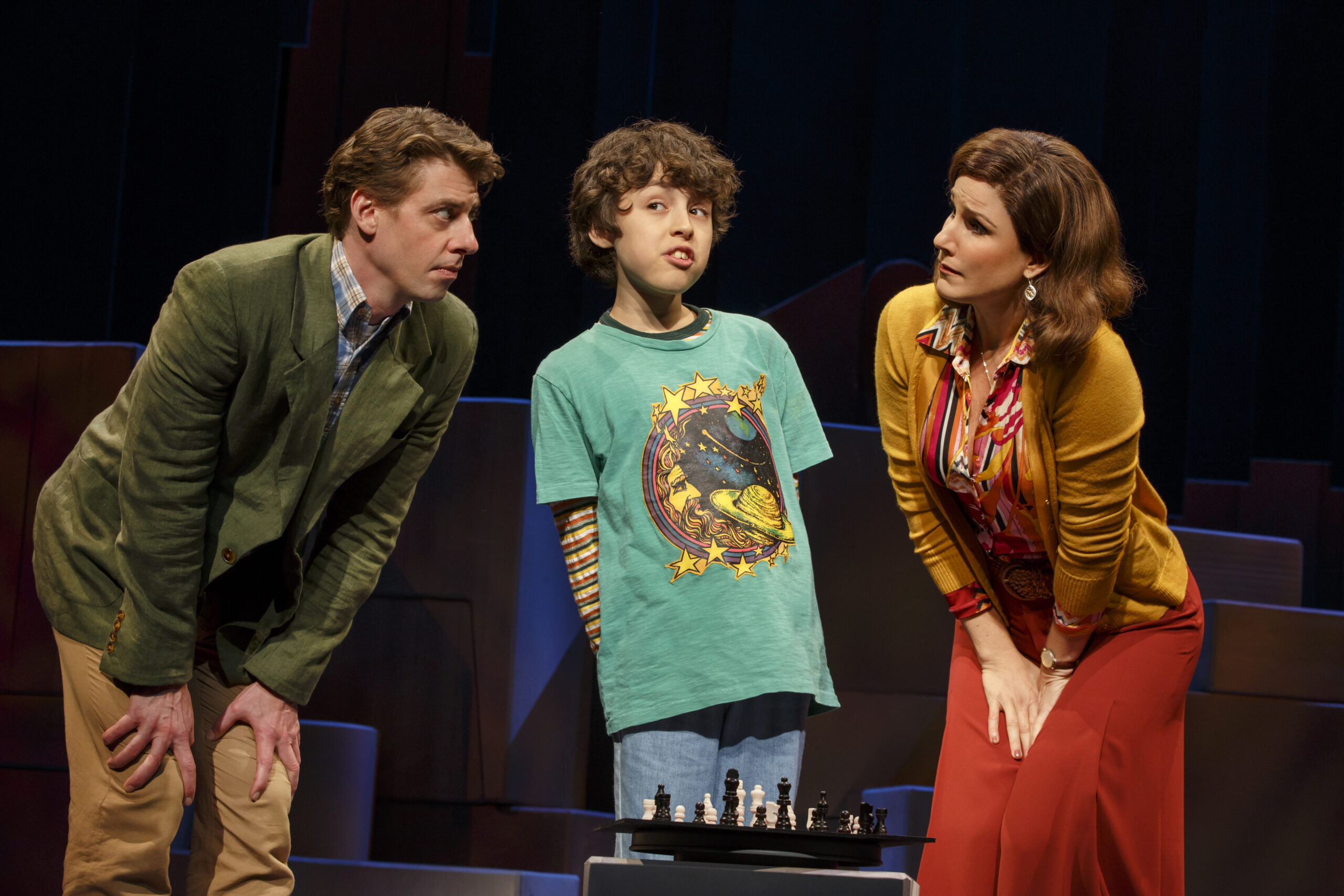 Christian Borle, Anthony Rosenthal, and Stephanie J. Block in the 2016 Broadway revival of Falsettos. Photo by Joan Marcus.