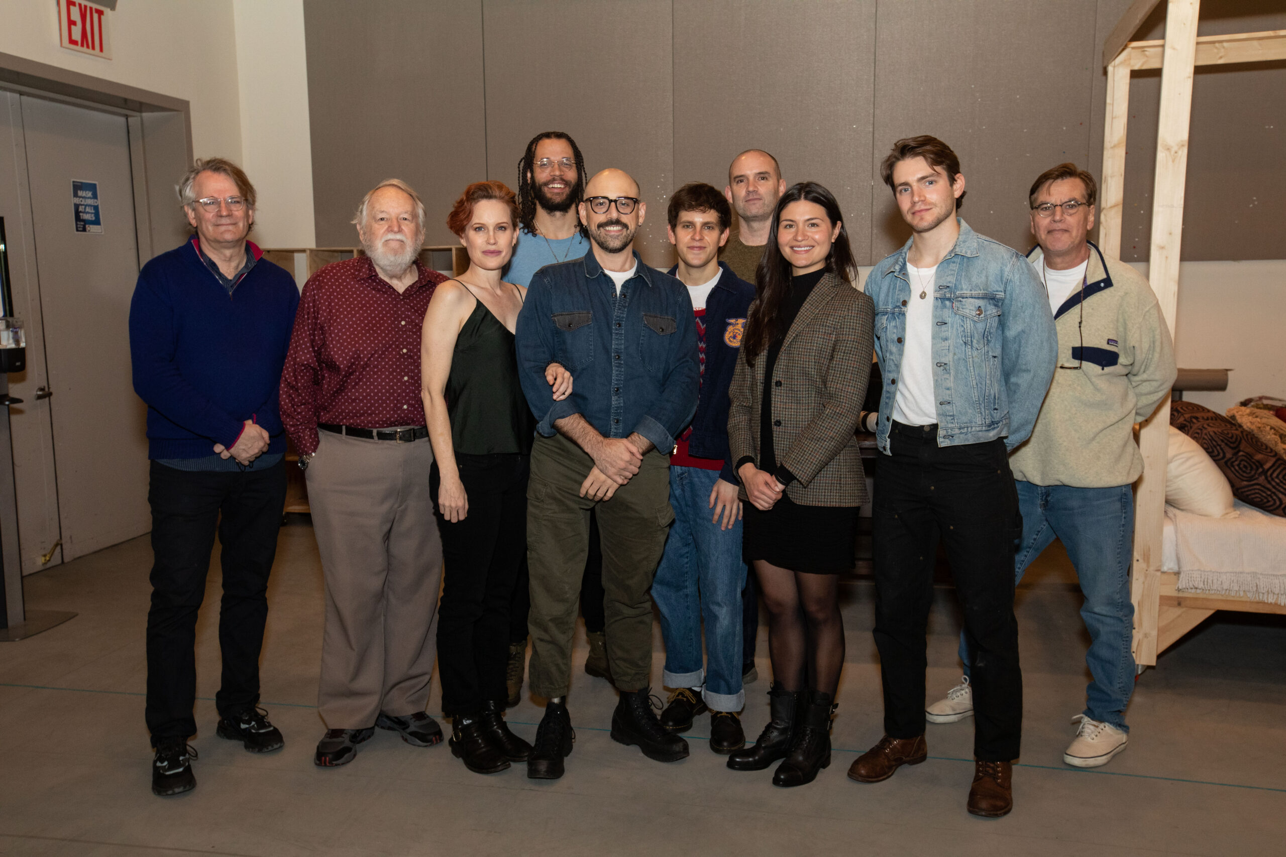 The cast of Camelot with director Bartlett Sher and playwright Aaron Sorkin. Photo by Daniel Weiss.