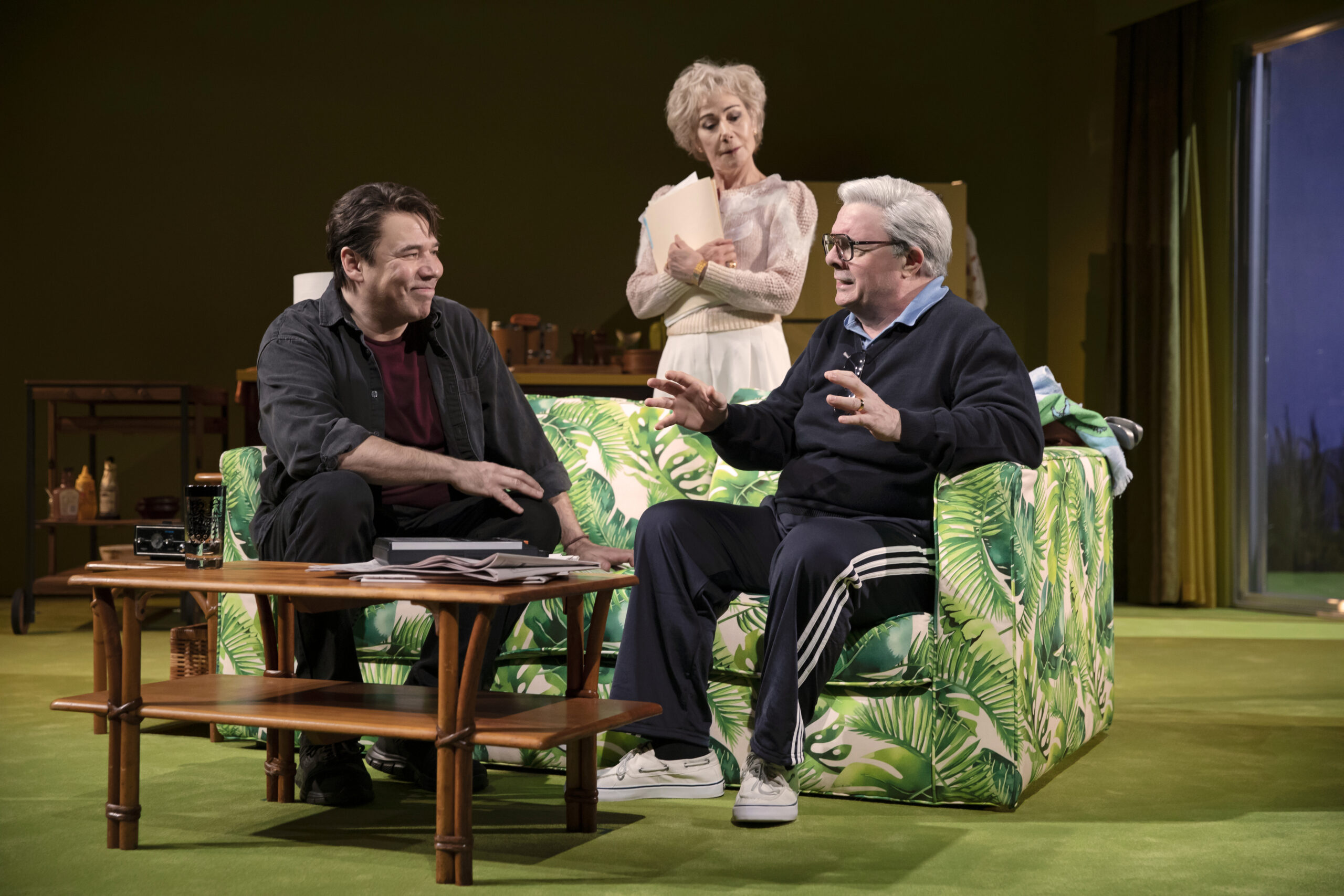Danny Burstein, Zoë Wanamaker, and Nathan Lane in Pictures From Home. Photo by Julieta Cervantes.
