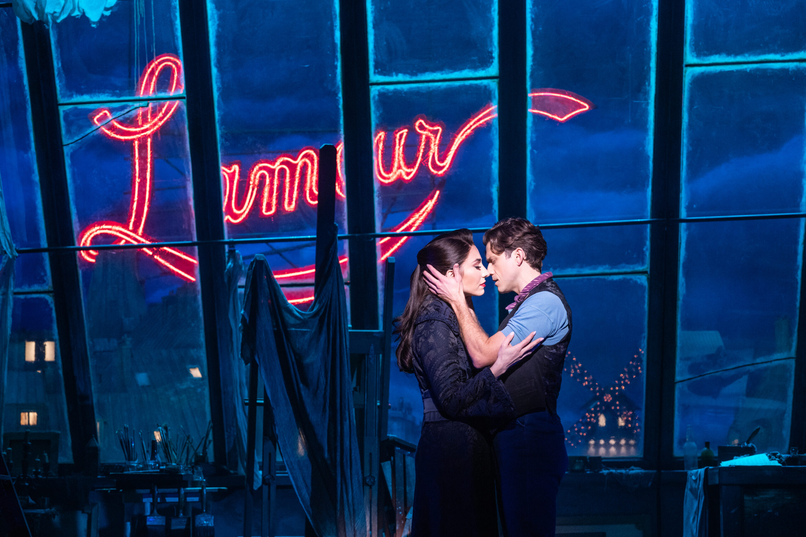 Ashley Loren and Aaron Tveit in Moulin Rouge! The Musical. Photo by Matthew Murphy.