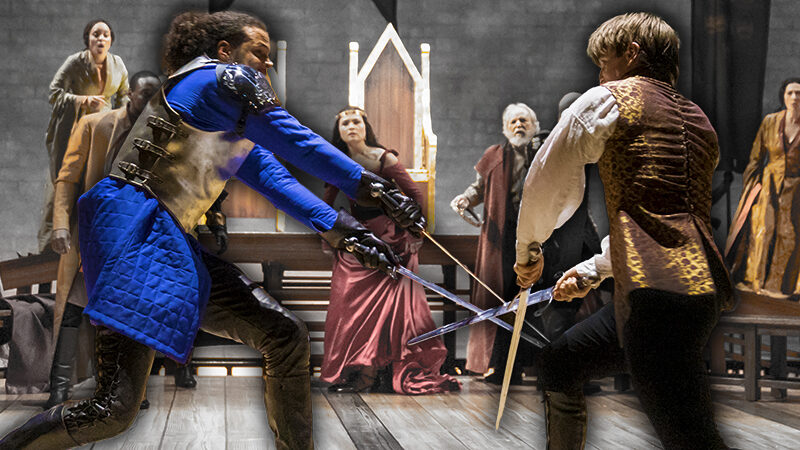Jordan Donica, Phillipa Soo, Andrew Burnap, and the cast of Camelot. Photo by Joan Marcus.