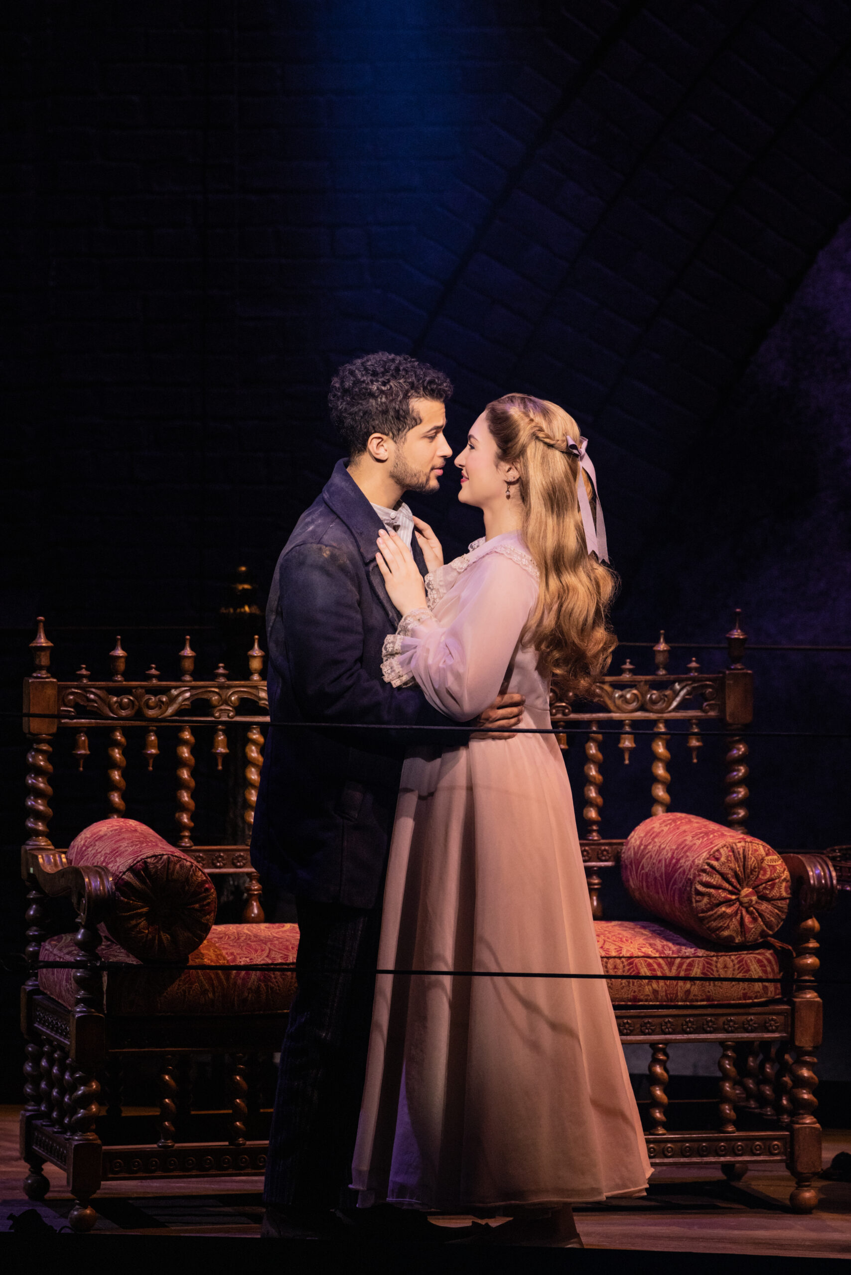 Jordan Fisher and Maria Bilbao in Sweeney Todd. Photo by Matthew Murphy and Evan Zimmerman.