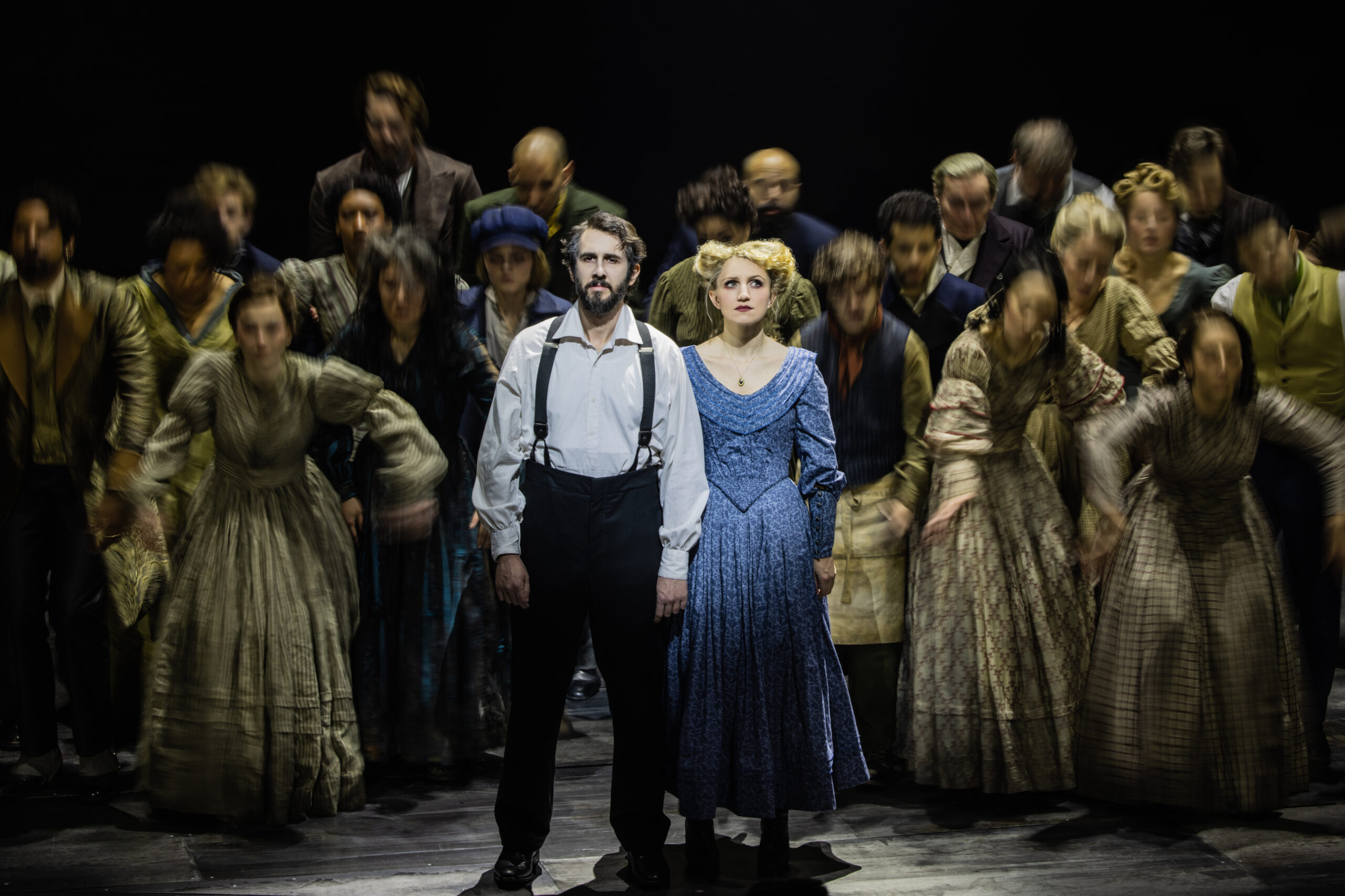 Josh Groban, Annaleigh Ashford and the company of Sweeney Todd. Photo by Matthew Murphy and Evan Zimmerman.