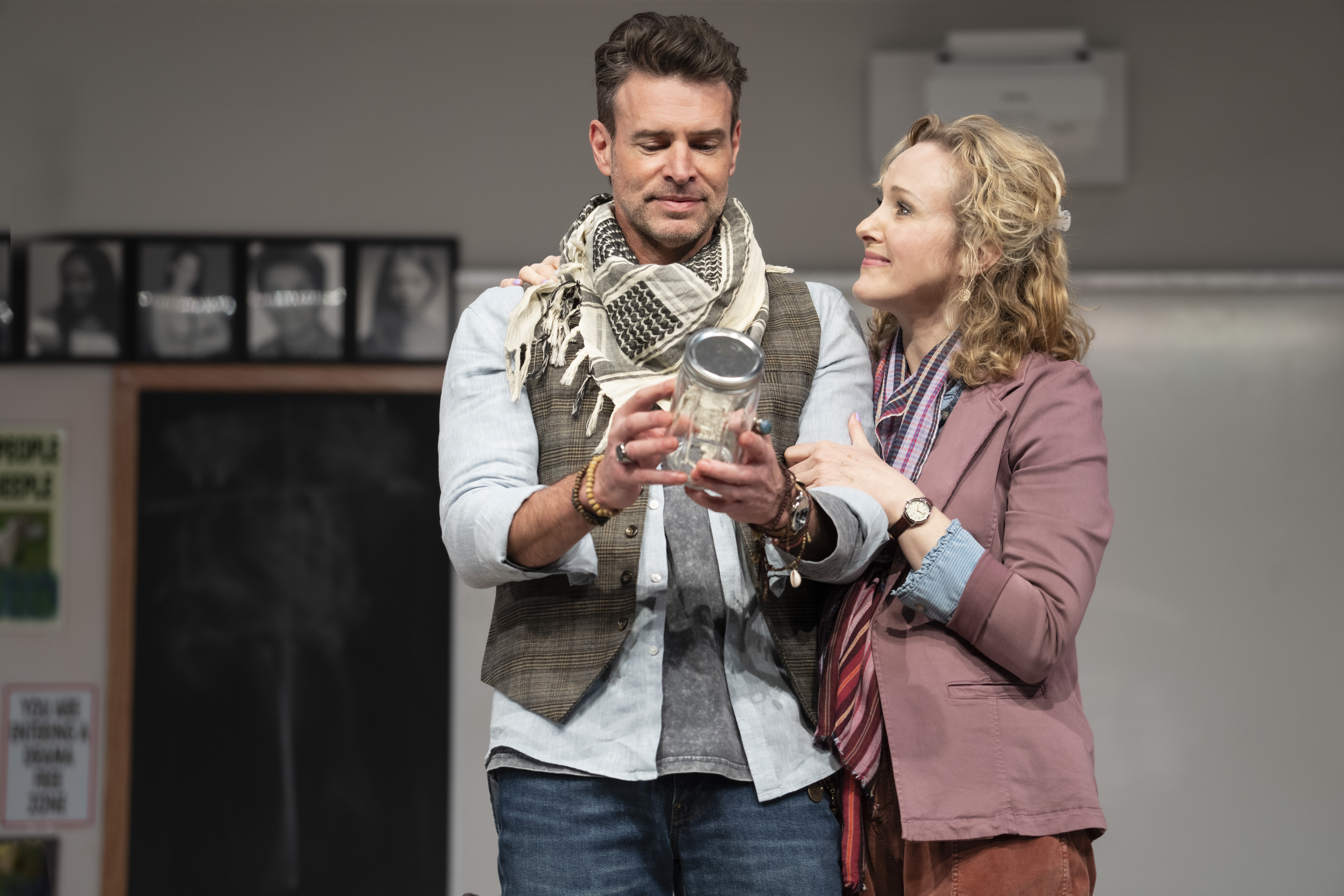 Scott Foley and Katie Finneran in The Thanksgiving Play. Photo by Joan Marcus.