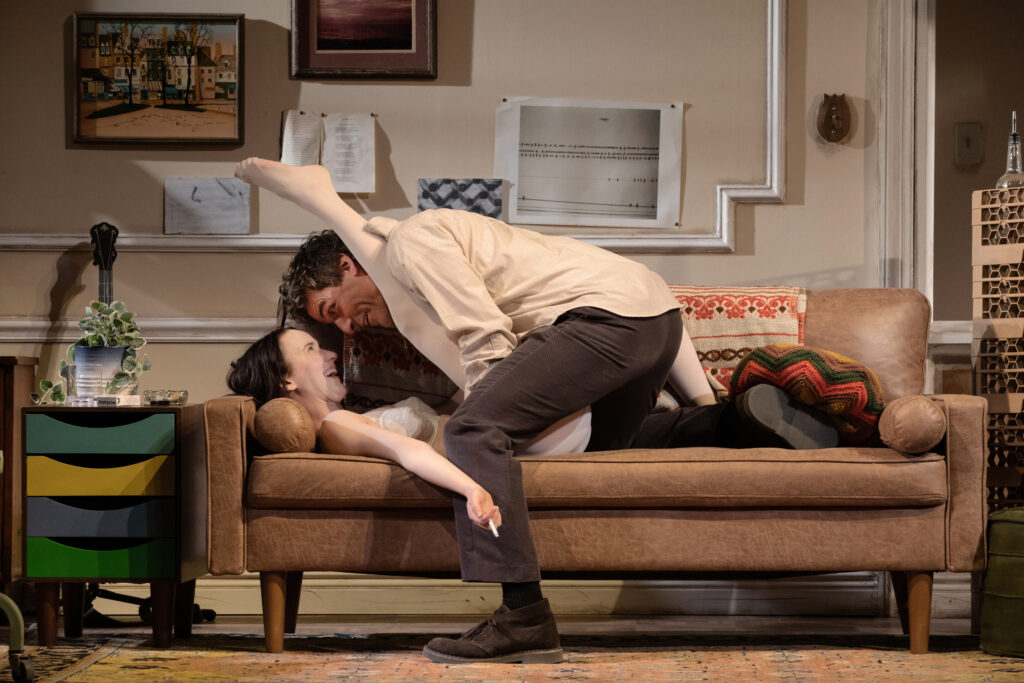 Rachel Brosnahan and Oscar Isaac in The Sign in Sidney Brustein's Window. Photo by Julieta Cervantes.