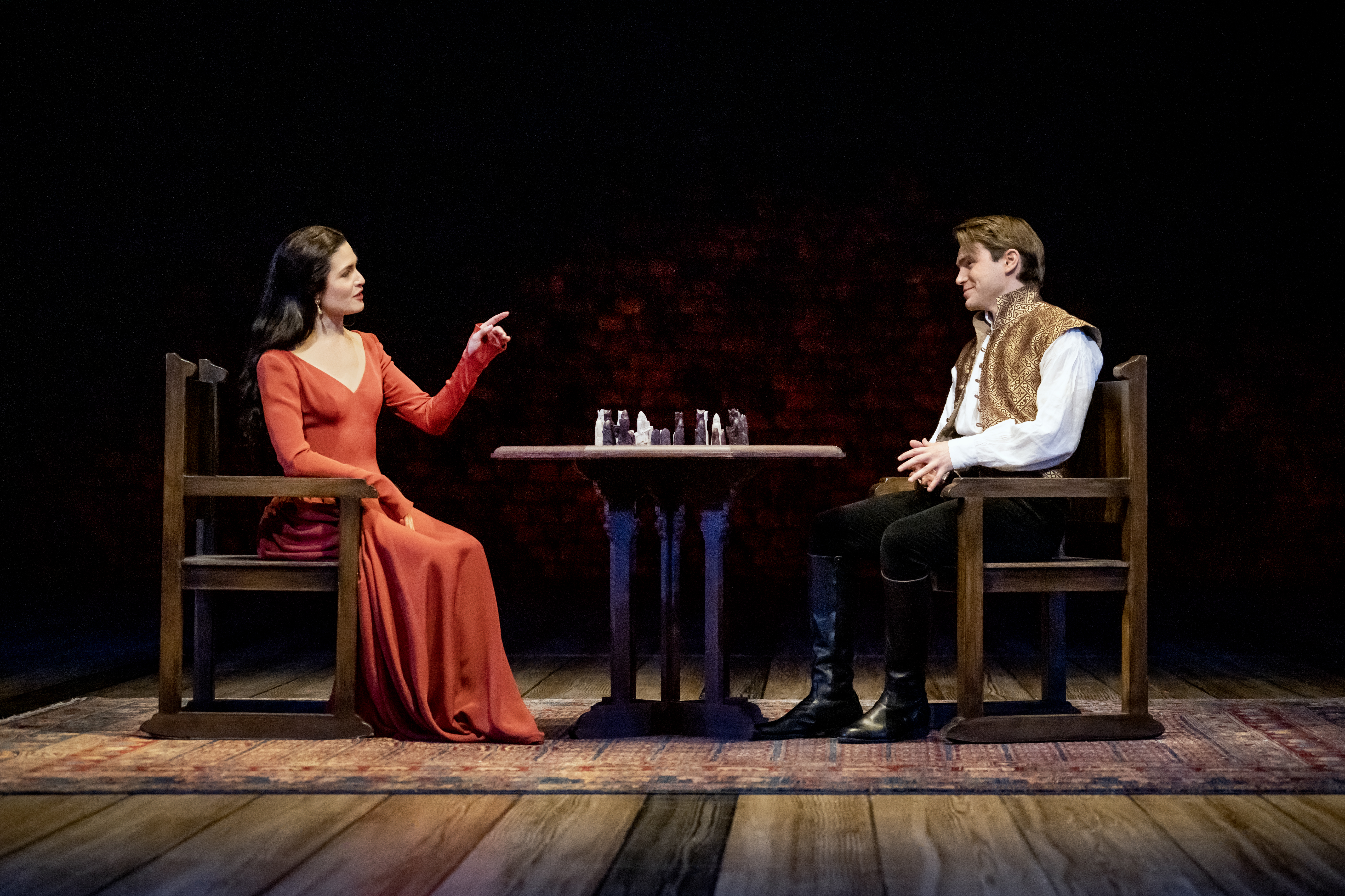 Phillipa Soo and Andrew Burnap in Camelot. Photo by Joan Marcus.