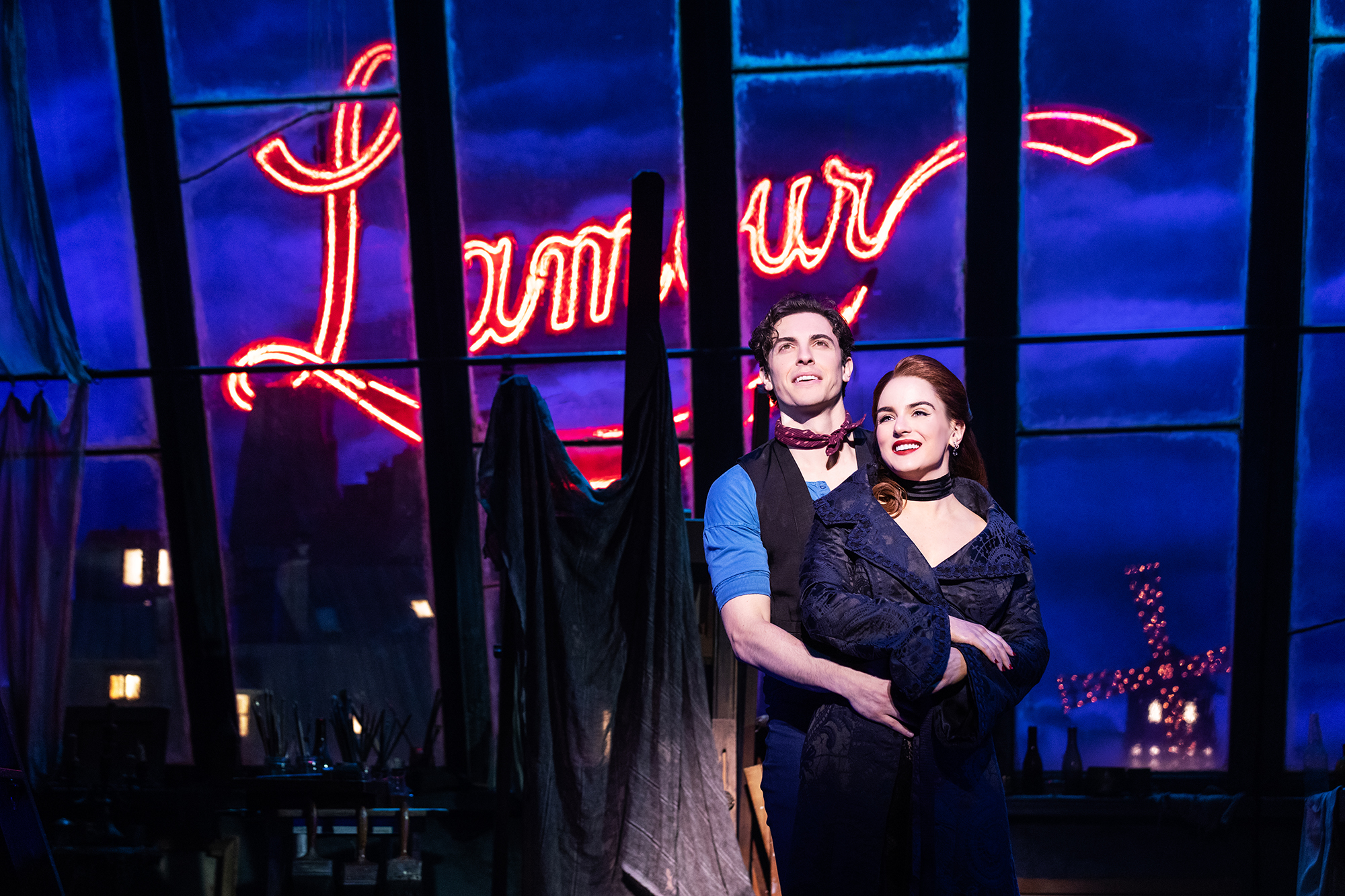 Derek Klena and Joanna "JoJo" Levesque in Moulin Rouge! The Musical. Photo by Matthew Murphy.