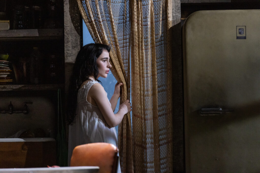 Sophia Anne Caruso in Grey House. Photo by MurphyMade.