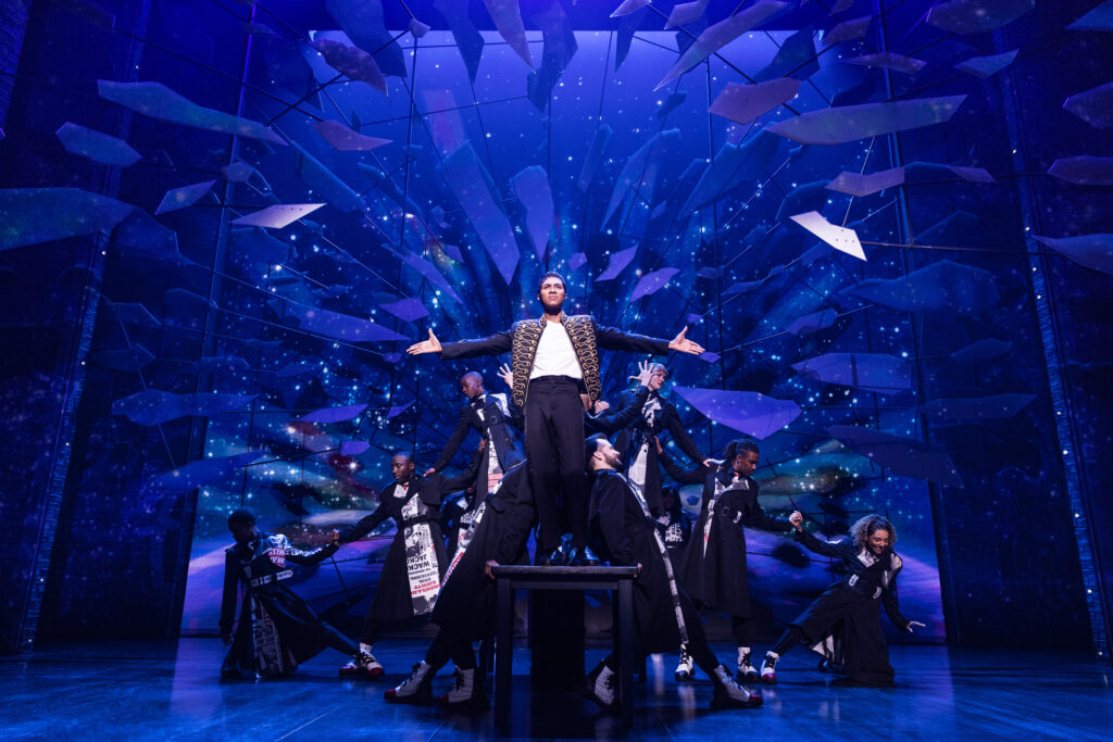 Elijah Rhea Johnson and the cast of MJ. Photo by Matthew Murphy.