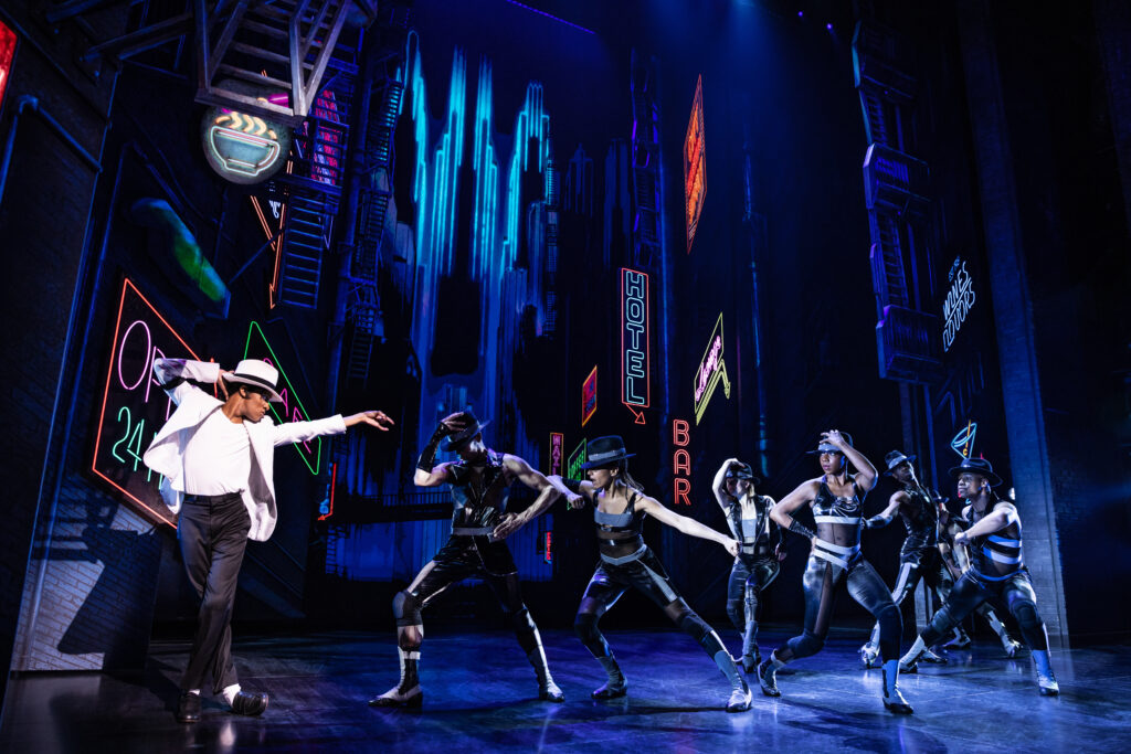 Elijah Rhea Johnson and the cast of MJ. Photo by Matthew Murphy.