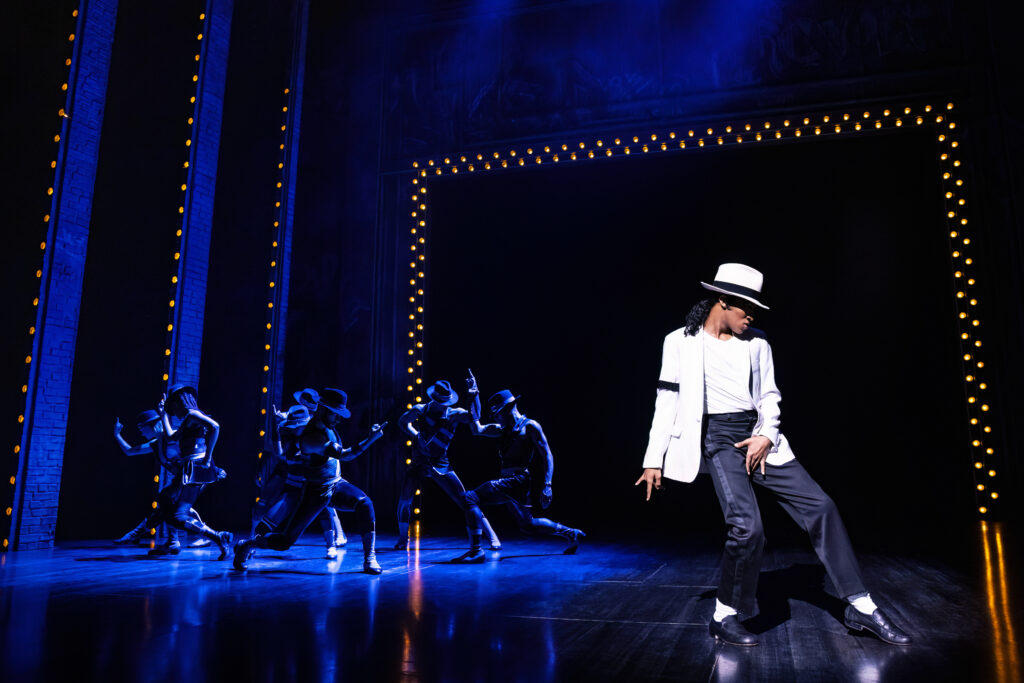 Elijah Rhea Johnson and the cast of MJ. Photo by Matthew Murphy.