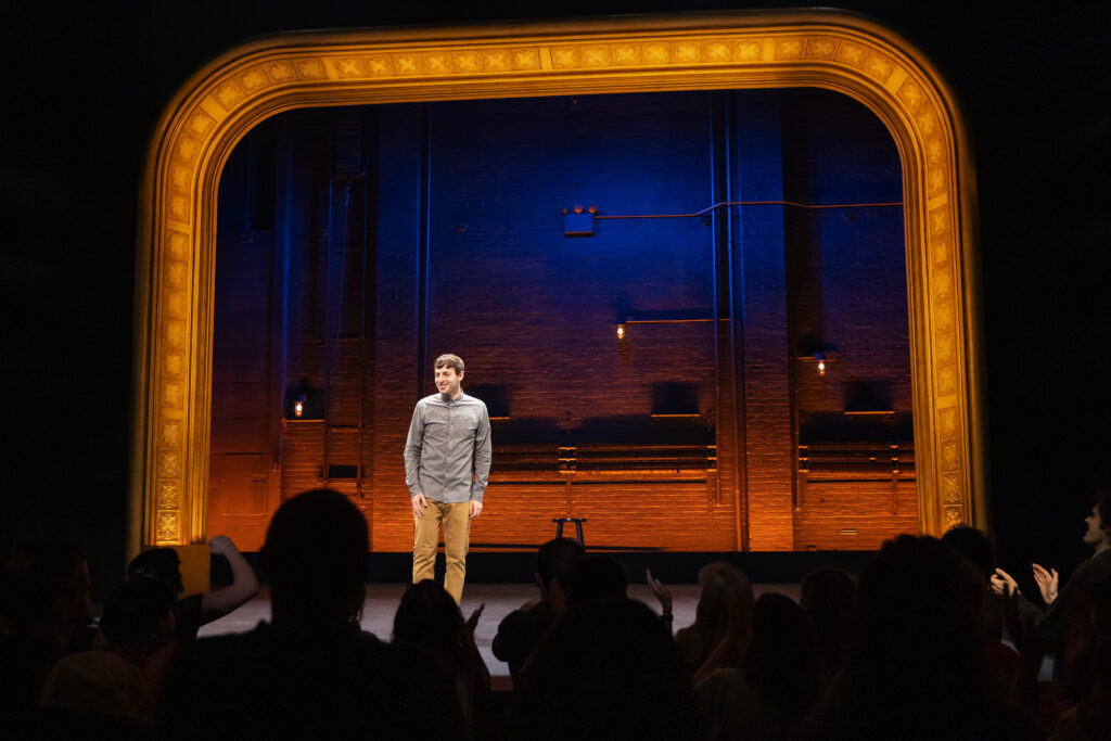 Alex Edelman in <i>Just For Us</i>. Photo by Matthew Murphy.