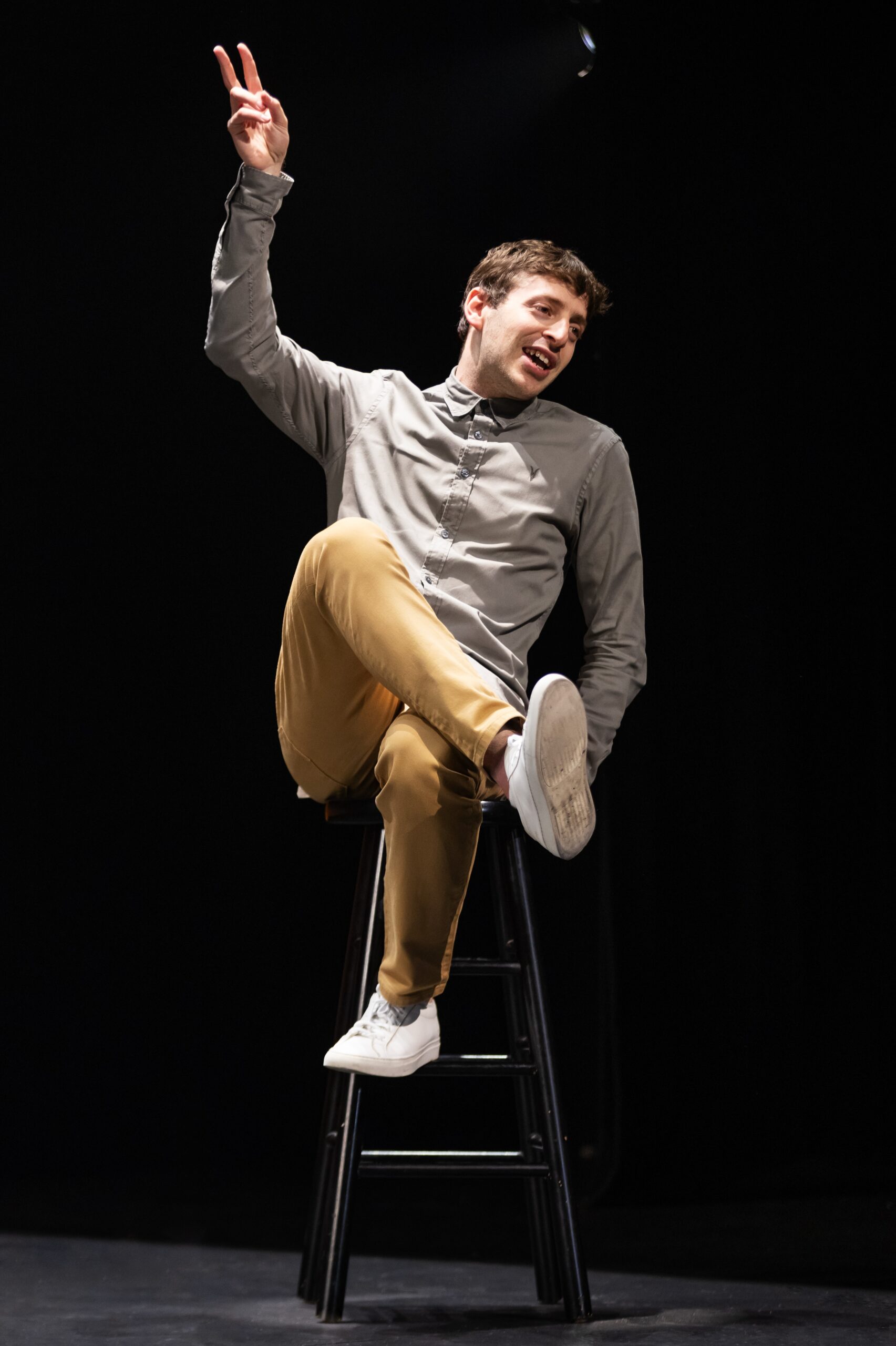 Alex Edelman in <i>Just For Us</i>. Photo by Matthew Murphy.