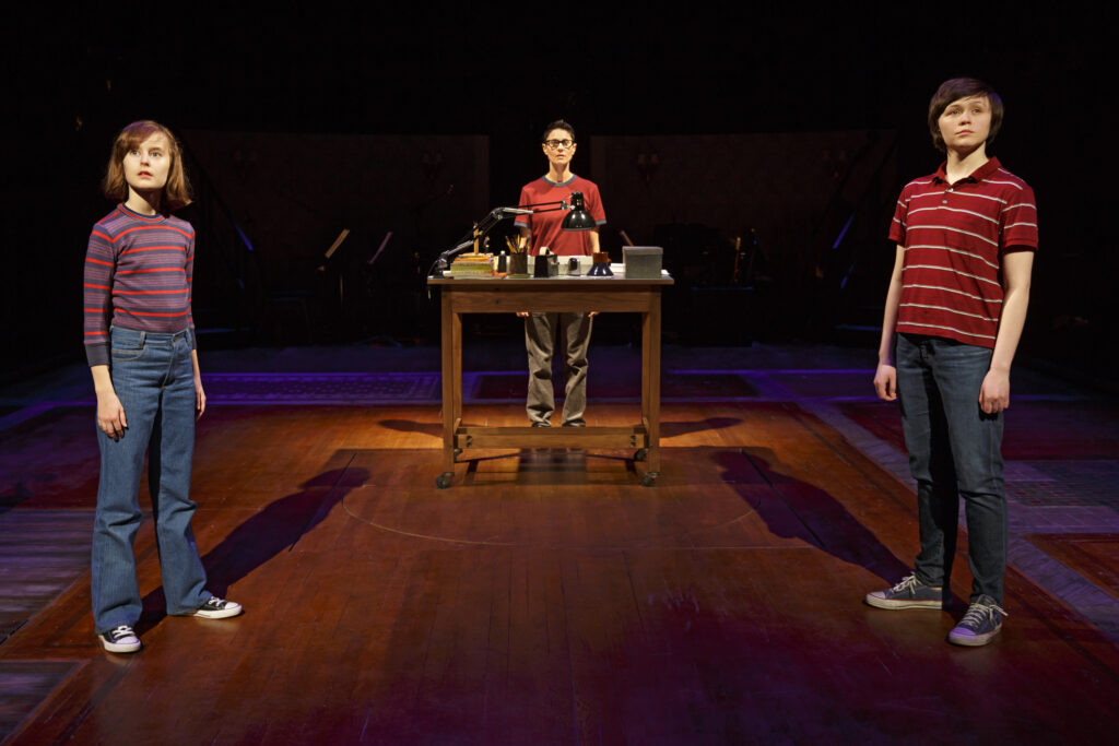 Sydney Lucas, Beth Malone, and Emily Skeggs in Fun Home. Photo by Joan Marcus.