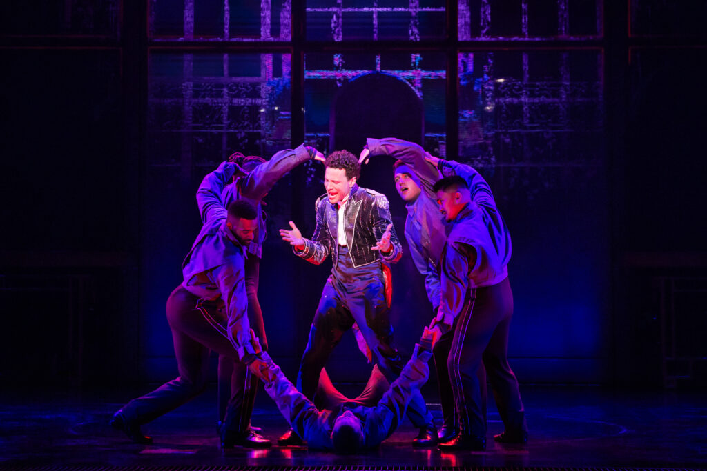 Justin Guarini and the company of Once Upon a One More Time. Photo by Matthew Murphy.