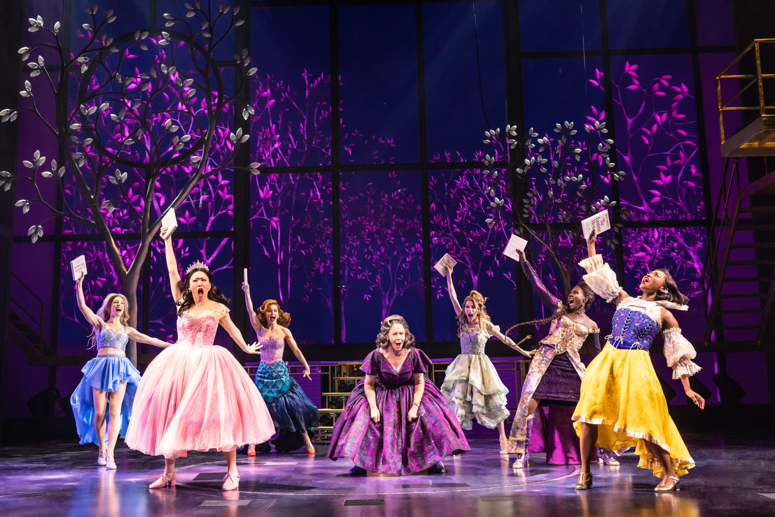 Briga Heelan, Ashley Chiu, Lauren Zakrin, Brooke Dillman, Morgan Whitley, Gabrielle Beckford, and Aisha Jackson in Once Upon a One More Time. Photo by Matthew Murphy.