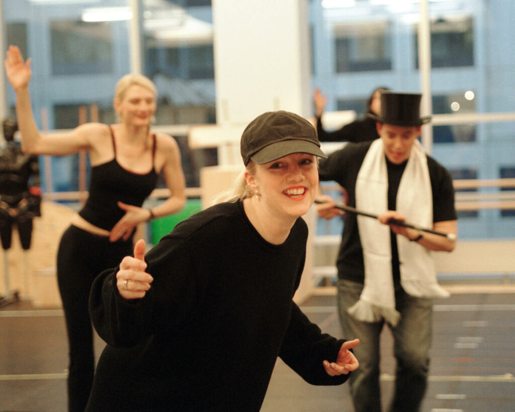 Susan Stroman rehearsing Matthew Broderick for The Producers. Photo by Paul Kolnik.