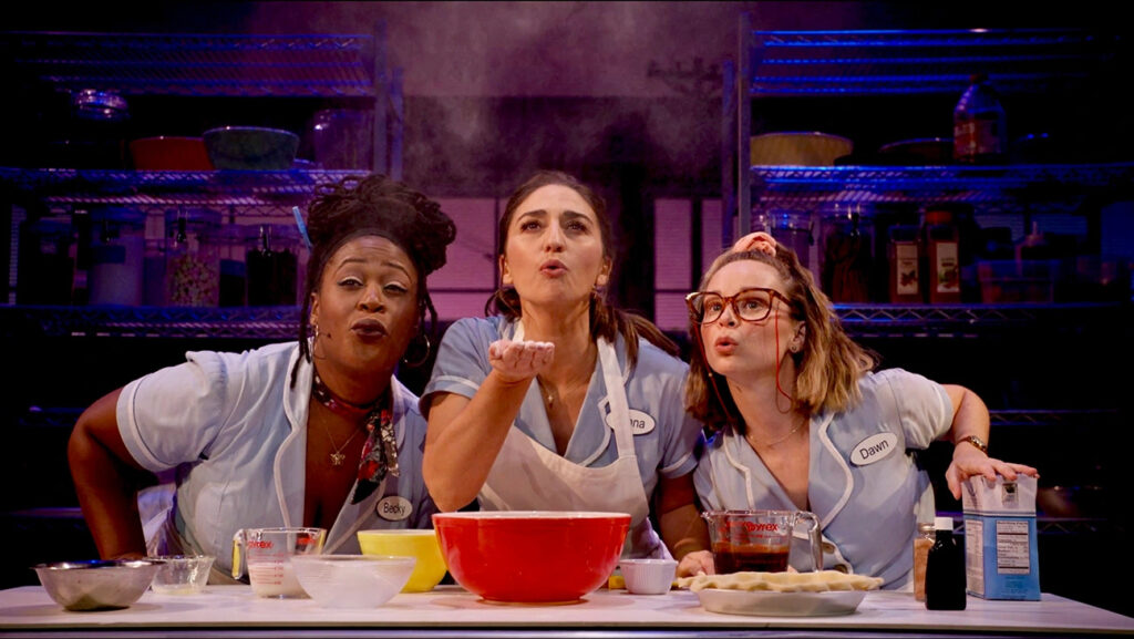 Charity Angél Dawson, Sara Bareilles, and Caitlin Houlahan in Waitress: The Musical – Live on Broadway!