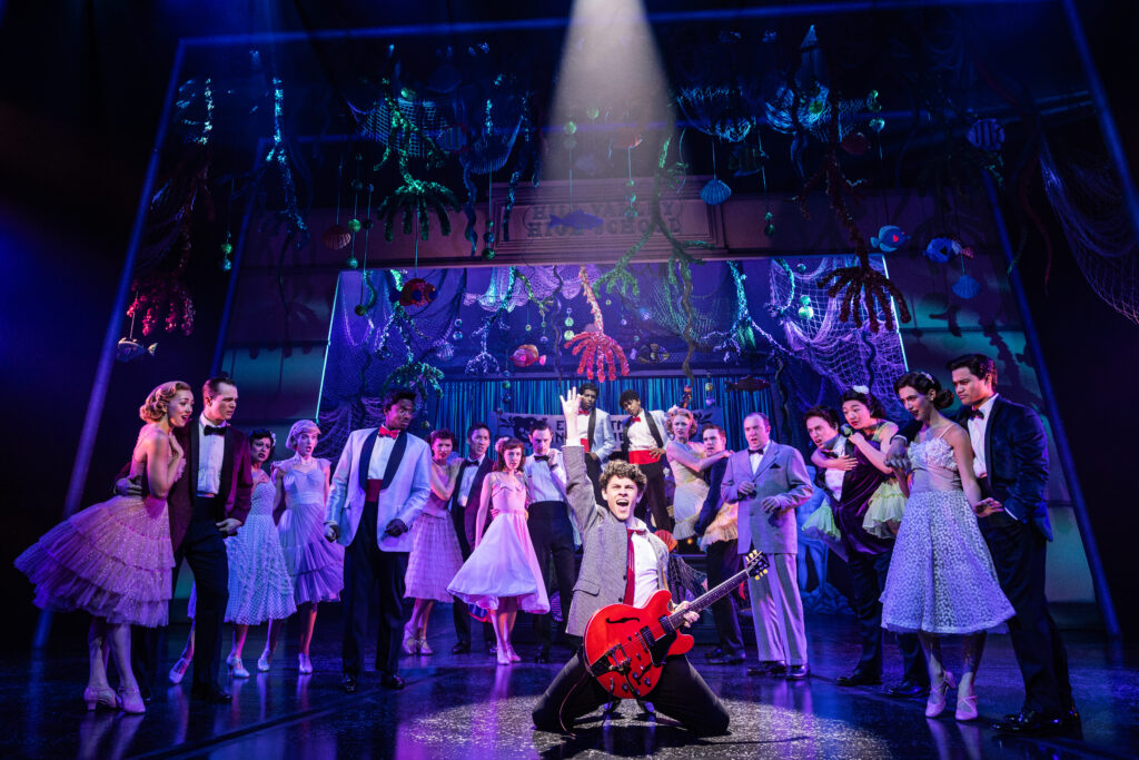 Casey Likes and the cast of Back to the Future: The Musical. Photo by Matthew Murphy and Evan Zimmerman.