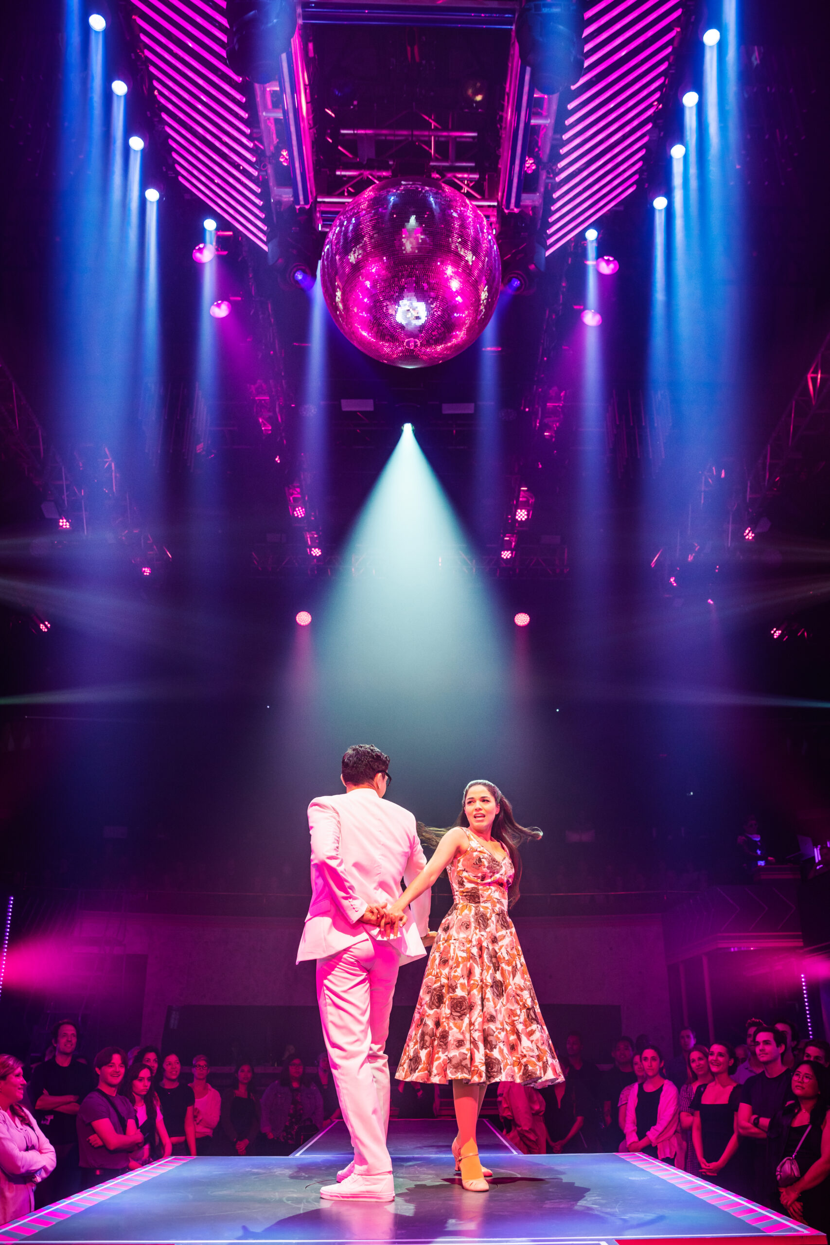 Conrad Ricamora and Arielle Jacobs in Here Lies Love. Photo by Billy Bustamante, Matthew Murphy, and Evan Zimmerman.