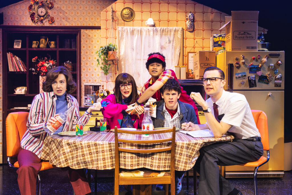 Liana Hunt, Amber Ardolino, Daryl Tofa, Casey Likes and Hugh Coles in Back to the Future: The Musical. Photo by Matthew Murphyand Evan Zimmerman.