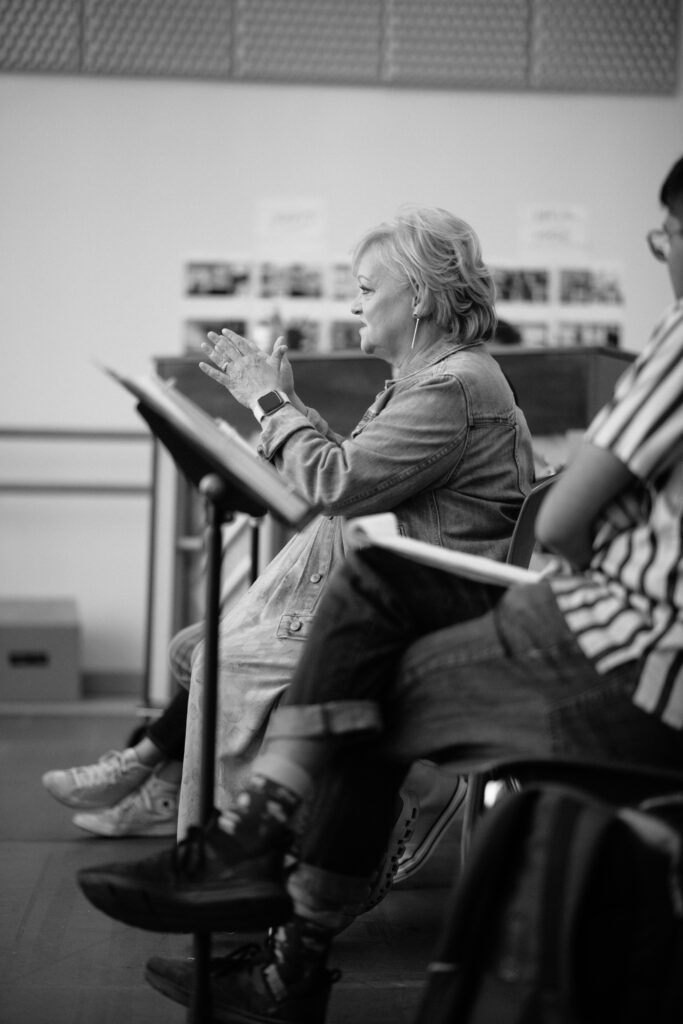 Director Maria Friedman in rehearsals for Merrily We Roll Along. Photo by Andy Henderson.