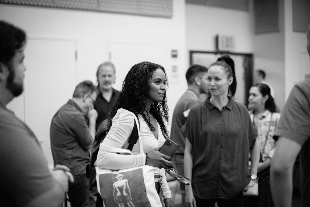 Krystal Joy Brown in rehearsals for Merrily We Roll Along. Photo by Andy Henderson.