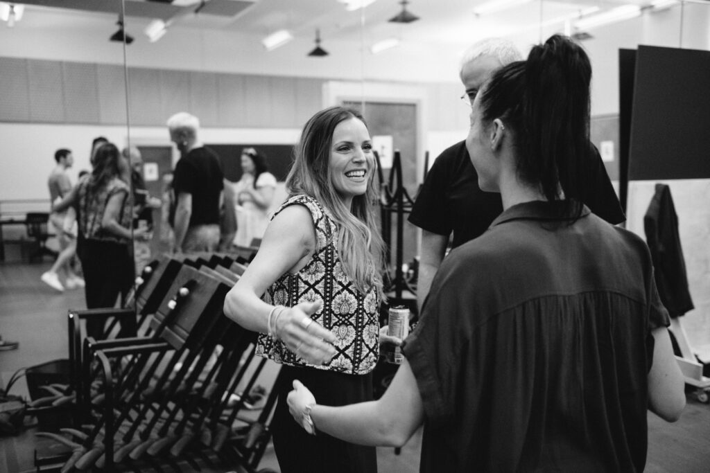 Katie Rose Clarke in rehearsals for Merrily We Roll Along. Photo by Andy Henderson.