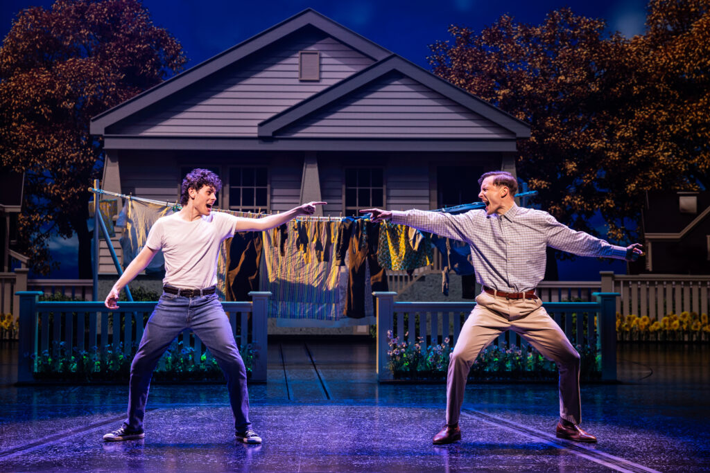 Casey Likes and Hugh Coles in Back to the Future: The Musical. Photo by Matthew Murphyand Evan Zimmerman.