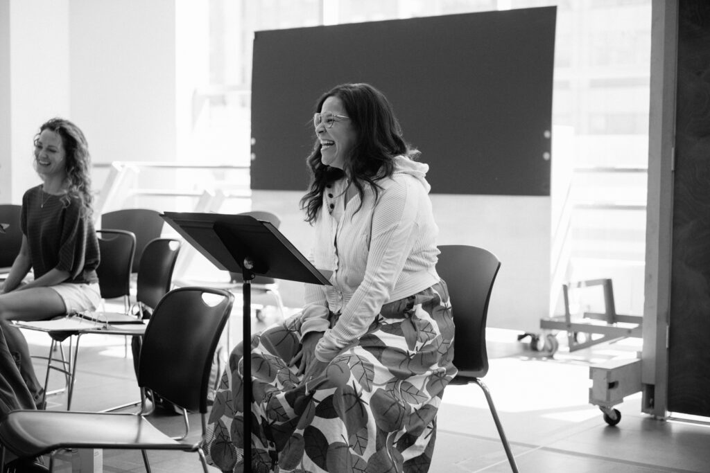 Lindsay Mendez in rehearsals for Merrily We Roll Along. Photo by Andy Henderson.