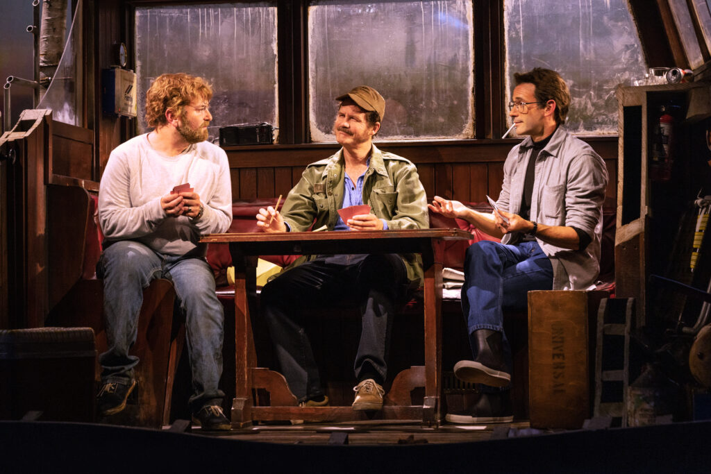 Alex Brightman, Ian Shaw, and Colin Donnell in The Shark is Broken. Photo by Matthew Murphy.