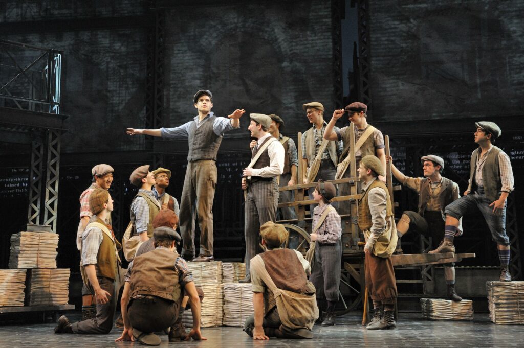 Jeremy Jordan and the Broadway cast of Newsies. Photo by Deen van Meer.