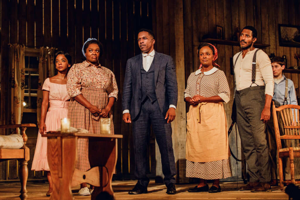 Kara Young, Heather Alicia Simms, Leslie Odom Jr., Vanessa Bell Calloway, Billy Eugene Jones, and Noah Robbins in Purlie Victorious. Photo by Marc J. Franklin.