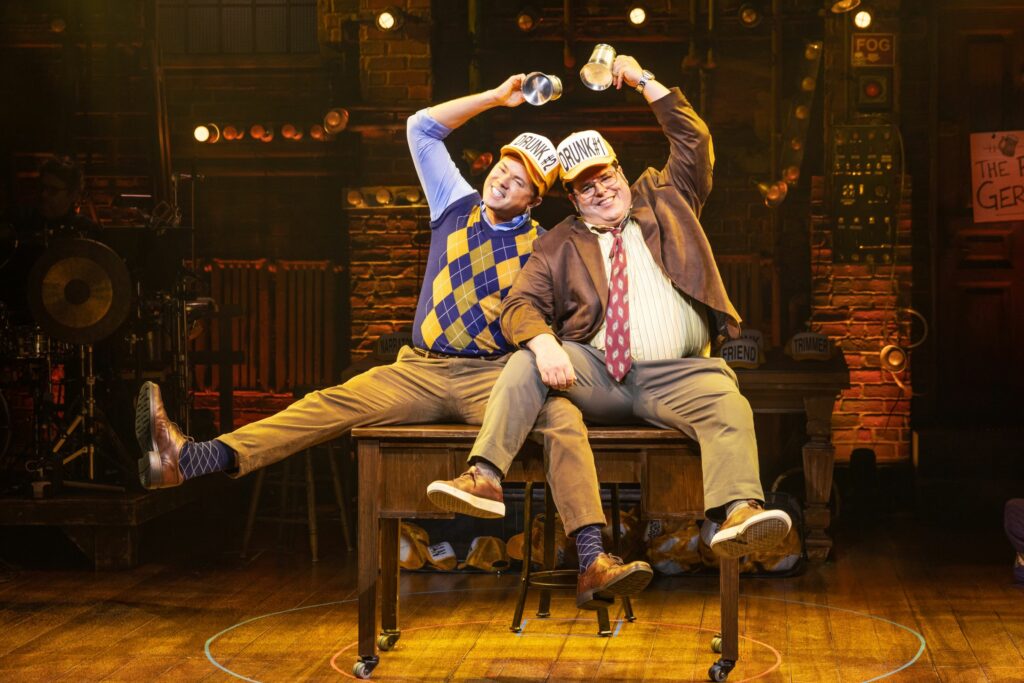 Andrew Rannells and Josh Gad in Gutenberg! The Musical! Photo by Matthew Murphy.