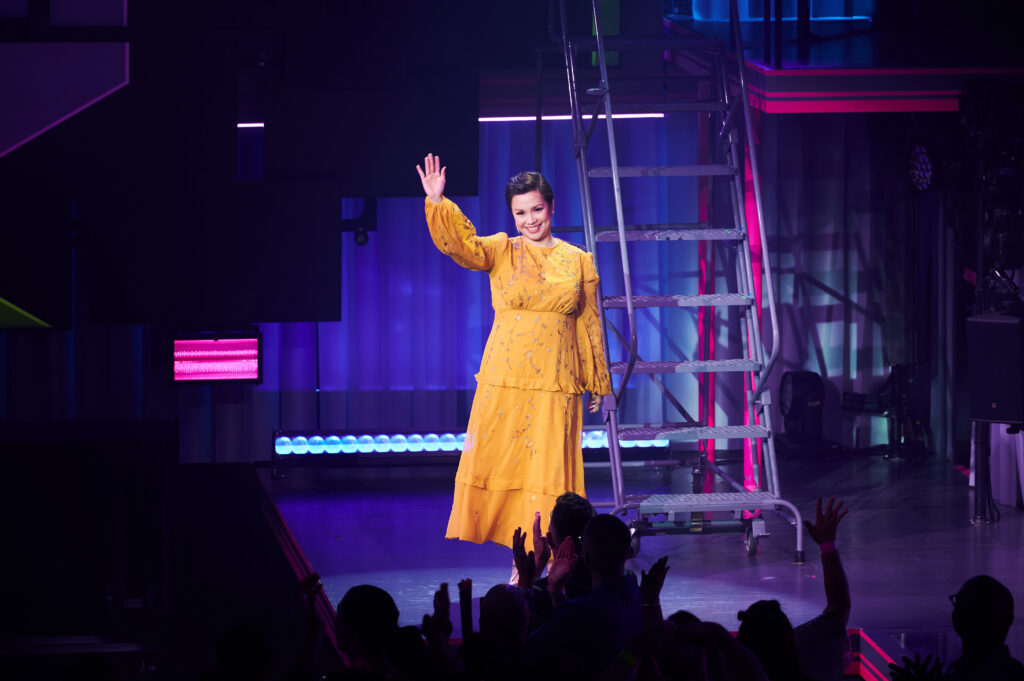 Lea Salonga during the opening night curtain call of Here Lies Love. Photo by Jenny Anderson.