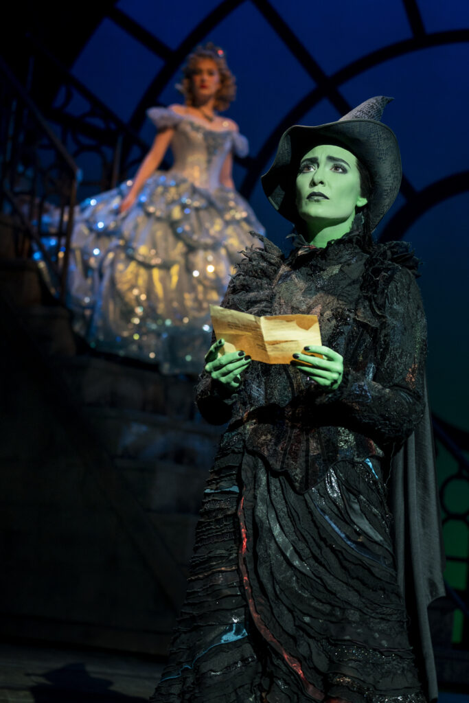 McKenzie Kurtz and Alyssa Fox in Wicked. Photo by Joan Marcus.