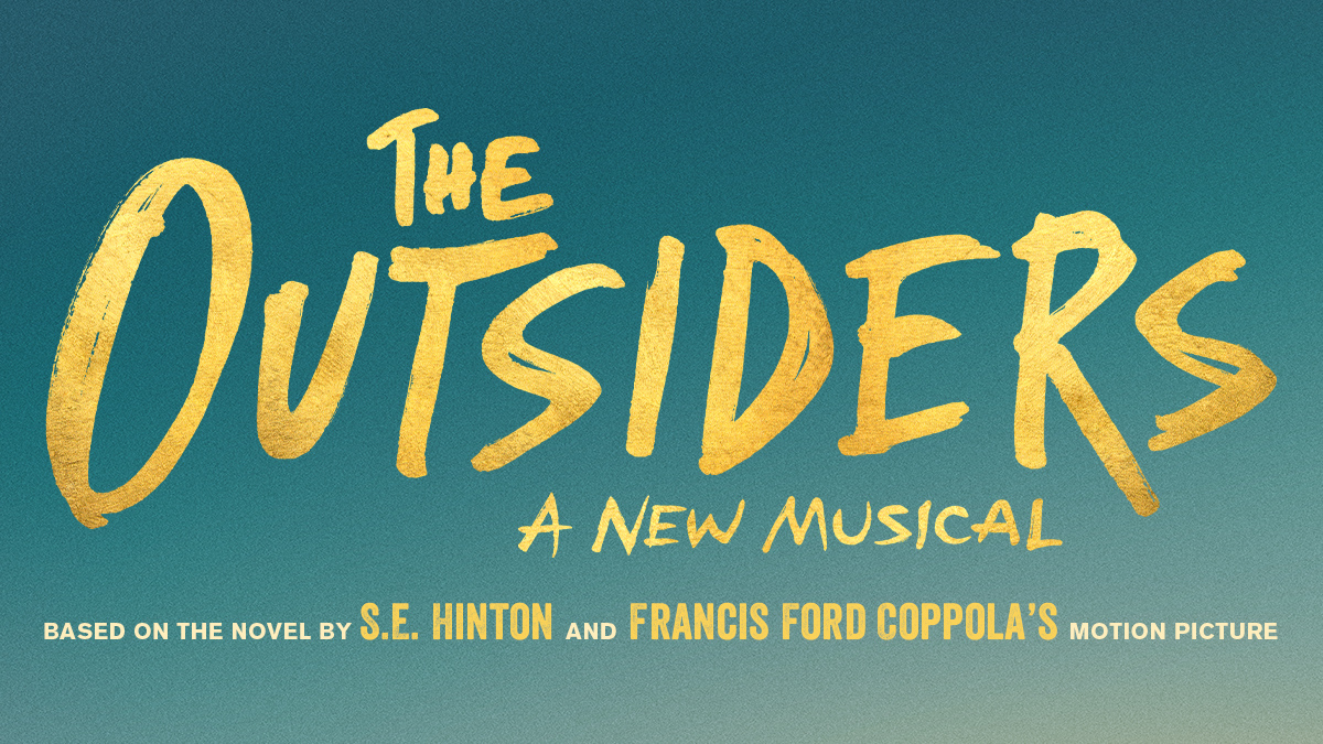 'The Outsiders' title in gold on a turquoise gradient background.