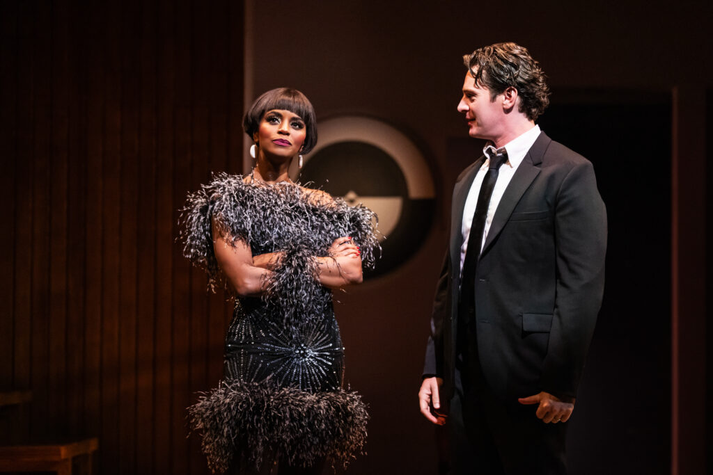 Krystal Joy Brown and Jonathan Groff in Merrily We Roll Along. Photo by Matthew Murphy.