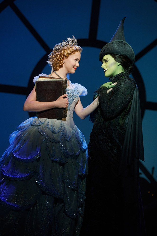 Ginna Claire Mason and Mary Kate Morrissey in Wicked. Photo by Joan Marcus.