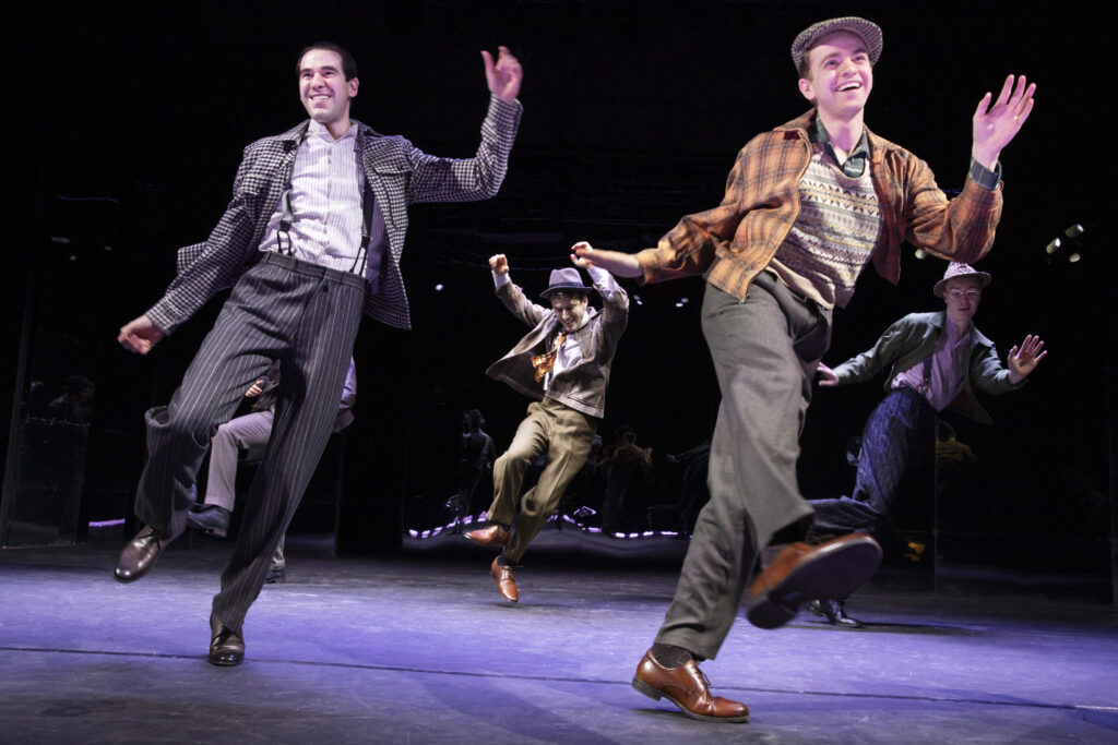 Zal Owen, Danny Kornfeld, Steven Telsey, and Eric Peters in the Off-Broadway production of Harmony. Photo by Julieta Cervantes.