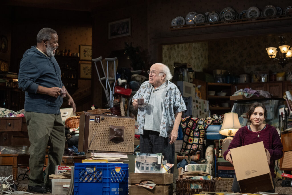 Ray Anthony Thomas, Danny DeVito, and Lucy DeVito in I Need That. Photo by Joan Marcus.