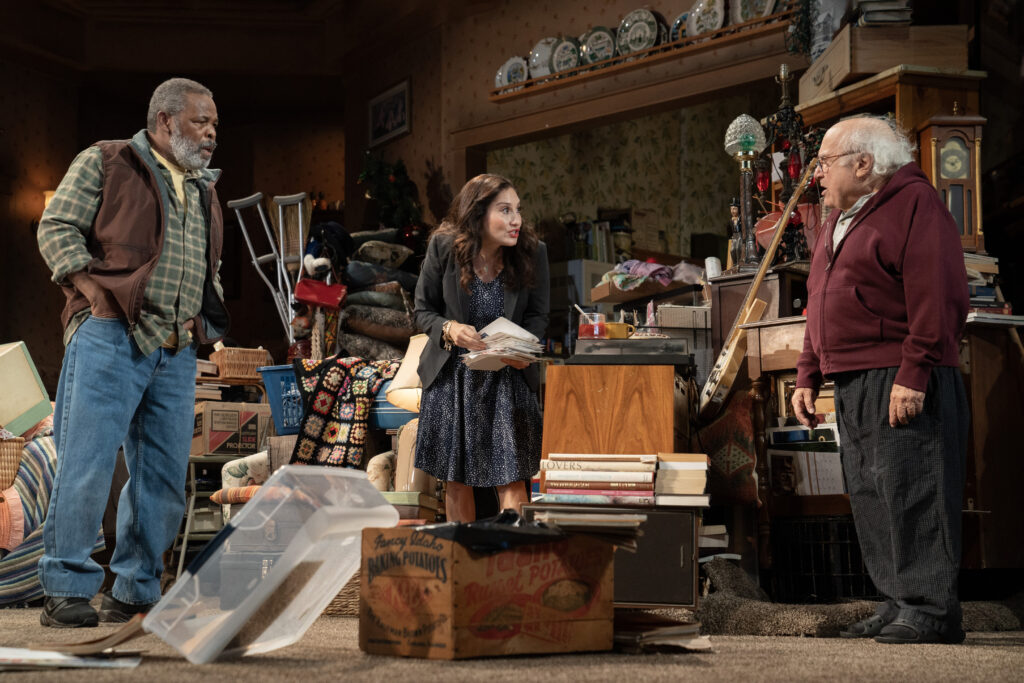 Ray Anthony Thomas, Lucy DeVito, and Danny DeVito in I Need That. Photo by Joan Marcus.